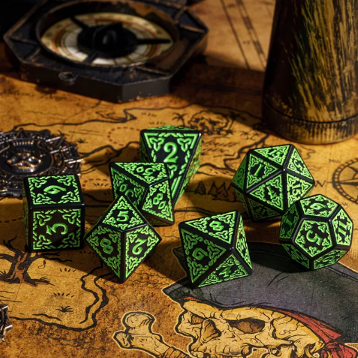 Celtic Knot Dice 7-Dice Set DND RPG Dice Druidic | White, Red, Orange, Yellow. Green, Blue (Online Only)