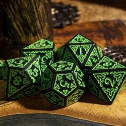 Celtic Knot Dice 7-Dice Set DND RPG Dice Druidic | White, Red, Orange, Yellow. Green, Blue (Online Only)