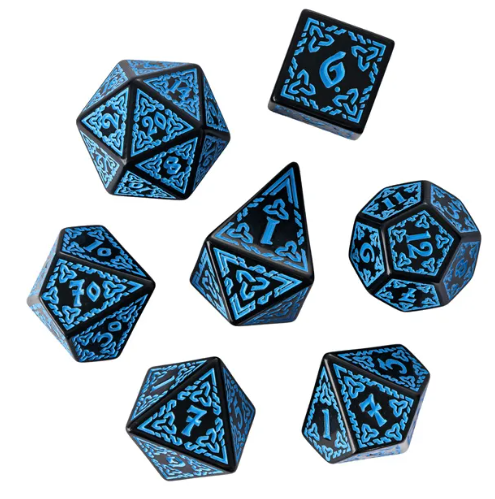 Celtic Knot Dice 7-Dice Set DND RPG Dice Druidic | White, Red, Orange, Yellow. Green, Blue (Online Only)