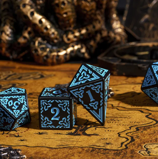 Celtic Knot Dice 7-Dice Set DND RPG Dice Druidic | White, Red, Orange, Yellow. Green, Blue (Online Only)