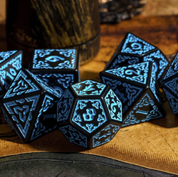 Celtic Knot Dice 7-Dice Set DND RPG Dice Druidic | White, Red, Orange, Yellow. Green, Blue (Online Only)
