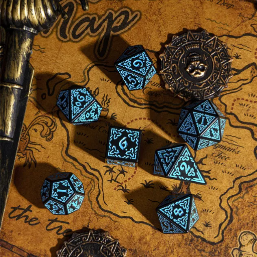 Celtic Knot Dice 7-Dice Set DND RPG Dice Druidic | White, Red, Orange, Yellow. Green, Blue (Online Only)