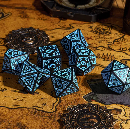 Celtic Knot Dice 7-Dice Set DND RPG Dice Druidic | White, Red, Orange, Yellow. Green, Blue (Online Only)