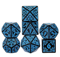 Celtic Knot Dice 7-Dice Set DND RPG Dice Druidic | White, Red, Orange, Yellow. Green, Blue (Online Only)