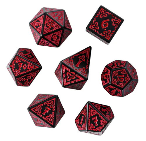 Celtic Knot Dice 7-Dice Set DND RPG Dice Druidic | White, Red, Orange, Yellow. Green, Blue (Online Only)