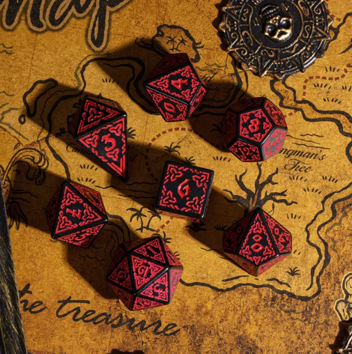 Celtic Knot Dice 7-Dice Set DND RPG Dice Druidic | White, Red, Orange, Yellow. Green, Blue (Online Only)