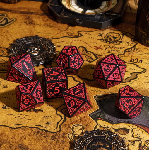 Celtic Knot Dice 7-Dice Set DND RPG Dice Druidic | White, Red, Orange, Yellow. Green, Blue (Online Only)