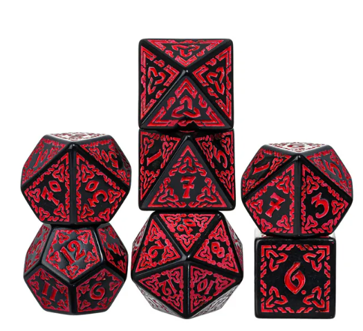 Celtic Knot Dice 7-Dice Set DND RPG Dice Druidic | White, Red, Orange, Yellow. Green, Blue (Online Only)