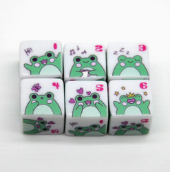 Frog Dice | Printed d6 Dice Featuring Cute Green Frog Numbered (Online Only)