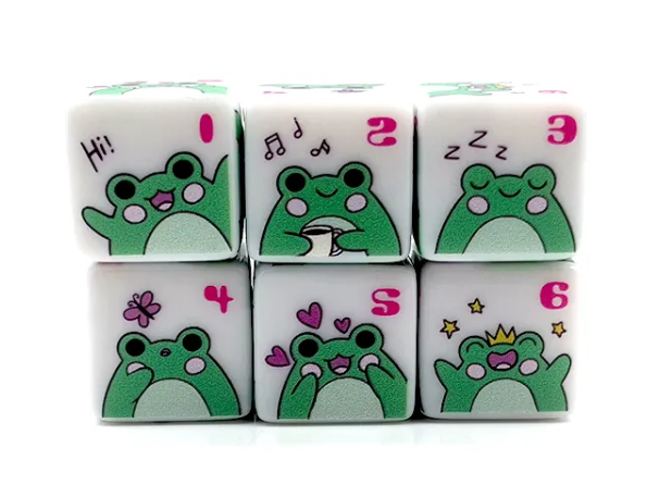 Frog Dice | Printed d6 Dice Featuring Cute Green Frog Numbered (Online Only)