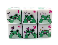 Frog Dice | Printed d6 Dice Featuring Cute Green Frog Numbered (Online Only)