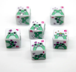Frog Dice | Printed d6 Dice Featuring Cute Green Frog Numbered (Online Only)