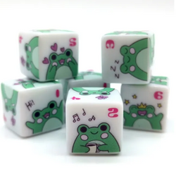 Frog Dice | Printed d6 Dice Featuring Cute Green Frog Numbered (Online Only)