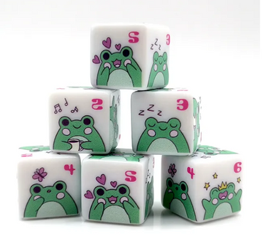 Frog Dice | Printed d6 Dice Featuring Cute Green Frog Numbered (Online Only)