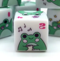 Frog Dice | Printed d6 Dice Featuring Cute Green Frog Numbered (Online Only)