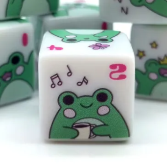 Frog Dice | Printed d6 Dice Featuring Cute Green Frog Numbered (Online Only)