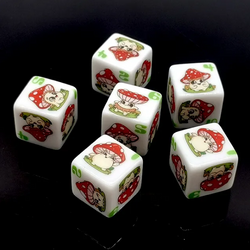 (White) Mushroom Dice | Printed d6 Dice Featuring Cute Mushroom Numbered (Online Only)