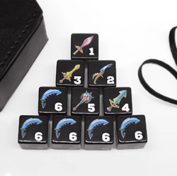 (Black) Sword Dice | Printed d6 Dice Featuring Fantasy Weapons Numbered (Online Only)