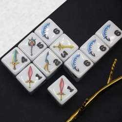 (White) Sword Dice | Printed d6 Dice Featuring Fantasy Weapons Numbered (Online Only)