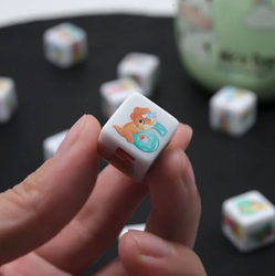 (White) Dinosaur Dice | Printed d6 Dice Featuring Cute Dinos Numbered (Online Only)