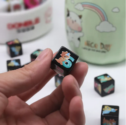 (Black) Dinosaur Dice | Printed d6 Dice Featuring Cute Dinos Numbered (Online Only)