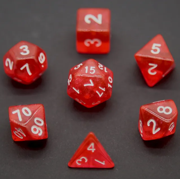 Radiant Ruby Red Polyhedral Dice Set | 7-Dice Red Set with Subtle Glitter (Online Only)