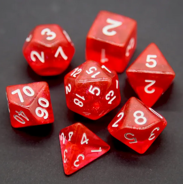 Radiant Ruby Red Polyhedral Dice Set | 7-Dice Red Set with Subtle Glitter (Online Only)