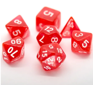 Radiant Ruby Red Polyhedral Dice Set | 7-Dice Red Set with Subtle Glitter (Online Only)