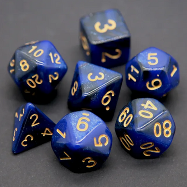 Midnight Blue Polyhedral Dice Set | 7-Dice Blue Set with Subtle Glitter (Online Only)