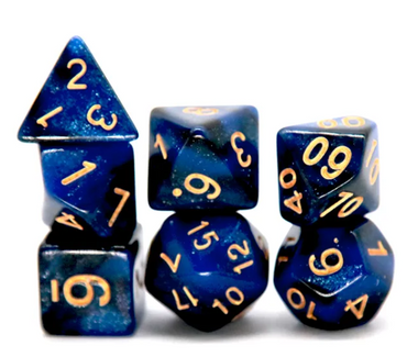 Midnight Blue Polyhedral Dice Set | 7-Dice Blue Set with Subtle Glitter (Online Only)