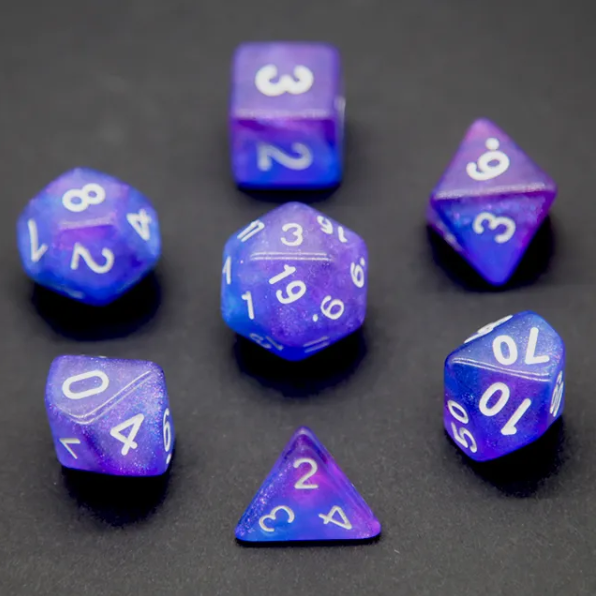 Enchanted Amethyst Polyhedral Dice Set | 7-Dice Purple Set with Subtle Glitter (Online Only)