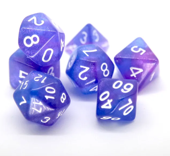 Enchanted Amethyst Polyhedral Dice Set | 7-Dice Purple Set with Subtle Glitter (Online Only)