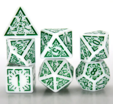 Arcane Emerald Polyhedral Dice Set | 7-Dice White & Green (Online Only)