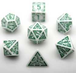 Arcane Emerald Polyhedral Dice Set | 7-Dice White & Green (Online Only)