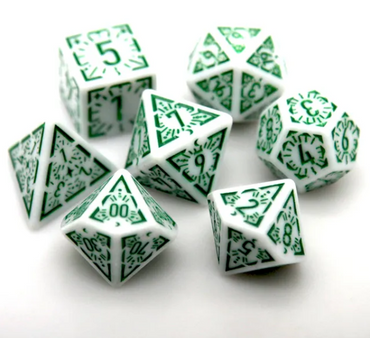 Arcane Emerald Polyhedral Dice Set | 7-Dice White & Green (Online Only)
