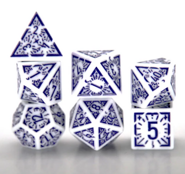 Arcane Amethyst Polyhedral Dice Set | 7-Dice White & Purple (Online Only)