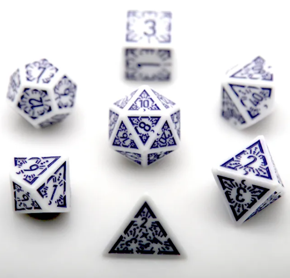 Arcane Amethyst Polyhedral Dice Set | 7-Dice White & Purple (Online Only)