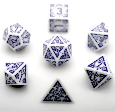 Arcane Amethyst Polyhedral Dice Set | 7-Dice White & Purple (Online Only)