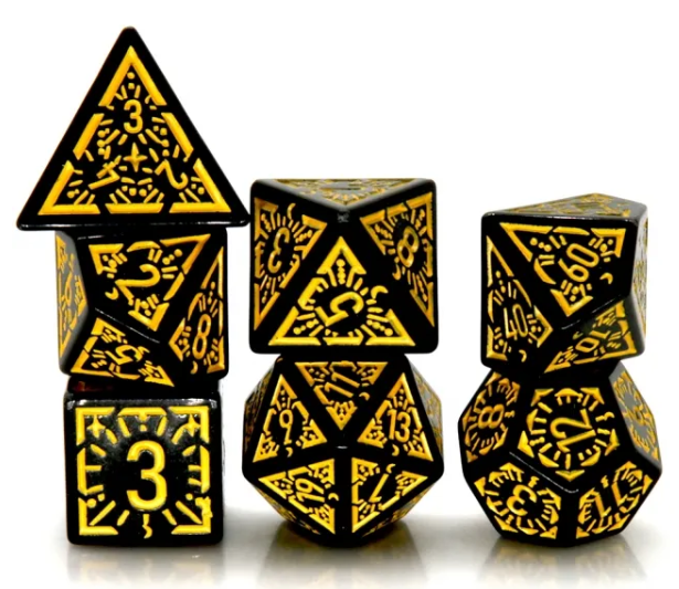 Arcane Abyssal Gold Polyhedral Dice Set | 7-Dice Black & Yellow (Online Only)