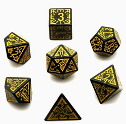 Arcane Abyssal Gold Polyhedral Dice Set | 7-Dice Black & Yellow (Online Only)