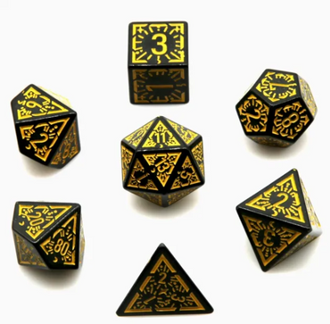 Arcane Abyssal Gold Polyhedral Dice Set | 7-Dice Black & Yellow (Online Only)