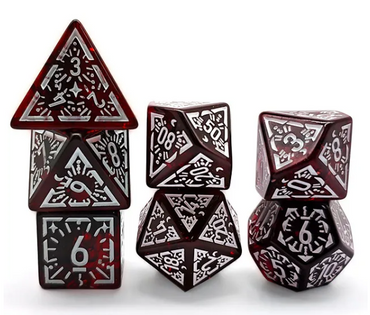 Arcane Mysteries Dark Red Translucent Polyhedral Dice Set | 7-Dice Red (Online Only)