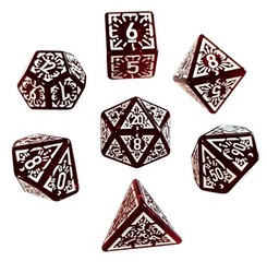 Arcane Mysteries Dark Red Translucent Polyhedral Dice Set | 7-Dice Red (Online Only)
