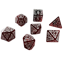 Arcane Mysteries Dark Red Translucent Polyhedral Dice Set | 7-Dice Red (Online Only)