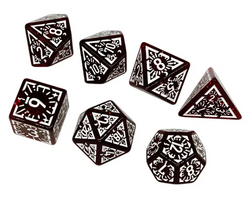 Arcane Mysteries Dark Red Translucent Polyhedral Dice Set | 7-Dice Red (Online Only)