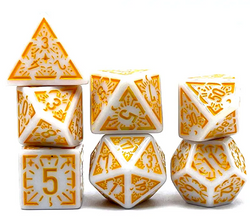 Arcane Radiance White and Yellow Polyhedral Dice Set | 7-Dice White (Online Only)