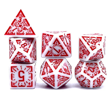 Arcane Ember White and Red Polyhedral Dice Set | 7-Dice White (Online Only)