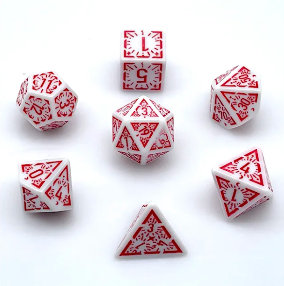 Arcane Ember White and Red Polyhedral Dice Set | 7-Dice White (Online Only)