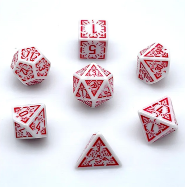 Arcane Ember White and Red Polyhedral Dice Set | 7-Dice White (Online Only)