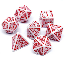 Arcane Ember White and Red Polyhedral Dice Set | 7-Dice White (Online Only)